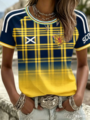 Women's UK Football Lover Scotland Printed round neck short sleeve T-shirt 02