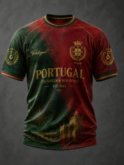 Herren Portugiesische Fußball bedrucktes Freizeit Kurzarm T-Shirt