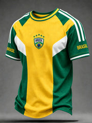 Men's Brazil Football Fan Gift Short Sleeve T-shirt