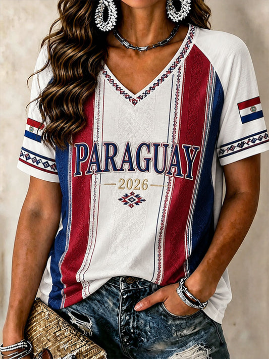 Women's 2026 Paraguay Football Style T-shirt
