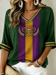 Women's 2026 Wimbledon Champion Mid-length Sleeves V-Neck T-Shirt