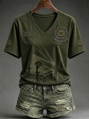 Women's Lest We Forget Print Short-sleeved T-shirt