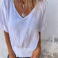 🔥LAST DAY SALE 49% OFF🔥Simple Solid Color V-Neck Half-Sleeve T-Shirt💛