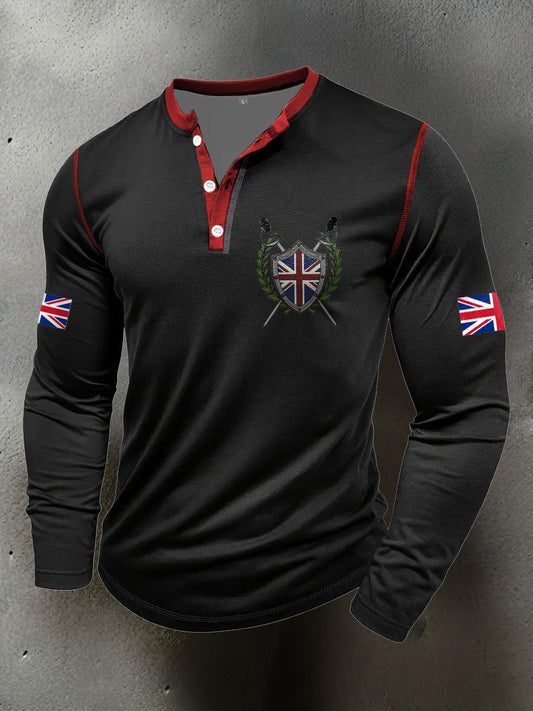 Men's UK Flag Art Printed Casual Tops