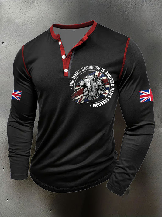 Men's UK Flag Art Printed Casual Tops