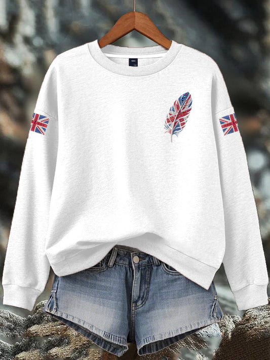 Women's British imitation diamond hot-drilling Print Sweatshirt