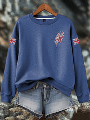Women's British imitation diamond hot-drilling Print Sweatshirt