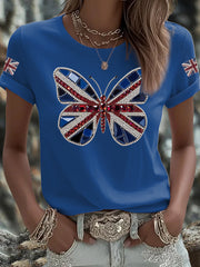 Women's UK Flag Butterfly Printed T-shirt