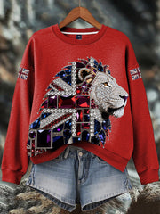 Women's British imitation diamond hot-drilling Print Sweatshirt