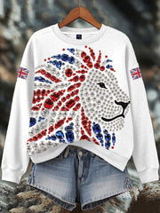 Women's British imitation diamond hot-drilling Print Sweatshirt