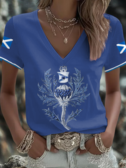 Women's Scotland Flag Art Thistle Printed T-shirt