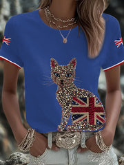 Women's UK Flag Art Printed T-shirt