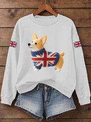Women's UK Flag Corgi Print Sweatshirt