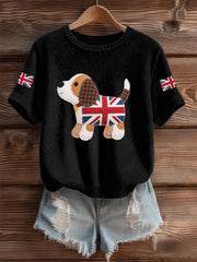 Women's UK Flag Butterfly Cozy Knit Sweater