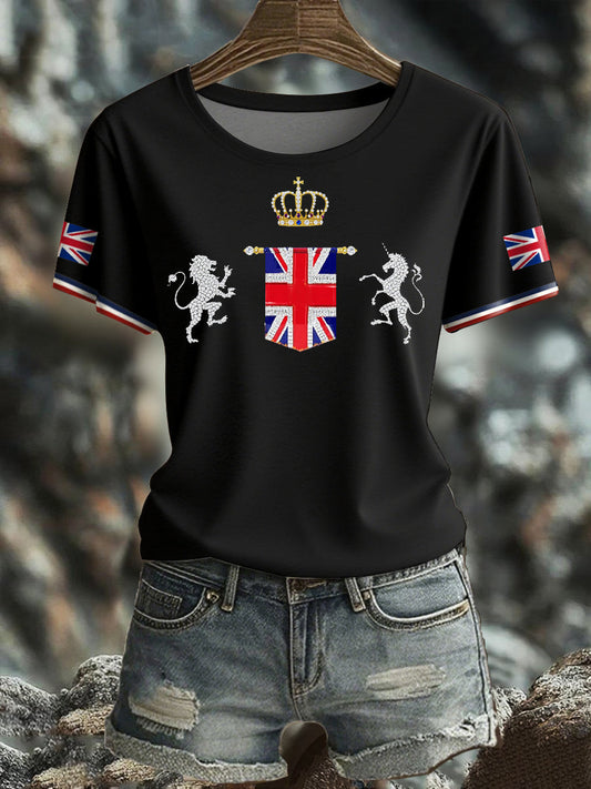 Women's UK Flag Art Printed T-shirt
