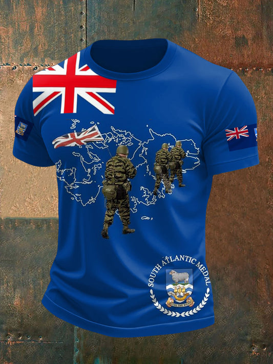 Men's Falklands War UK Flag Printed T-shirt