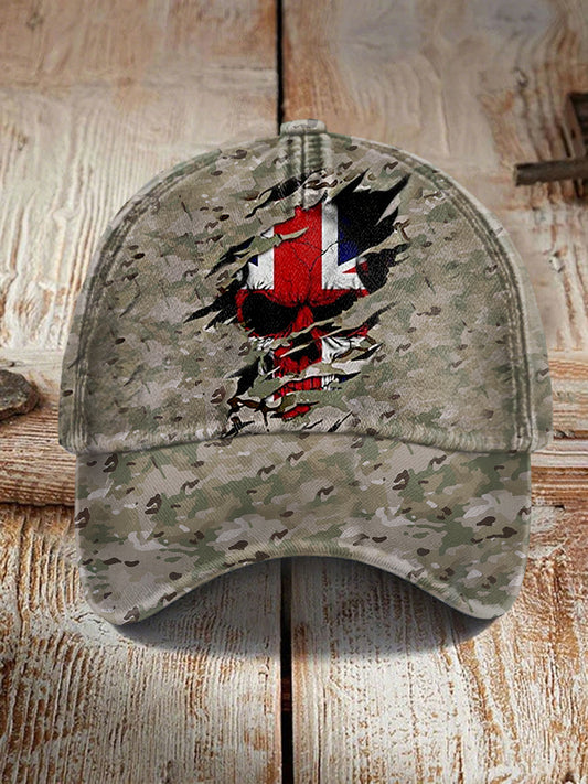 Unisex UK Flag Camouflage Skull Print Hat
