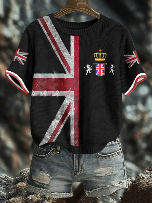 Women's UK Flag Art Printed Tops