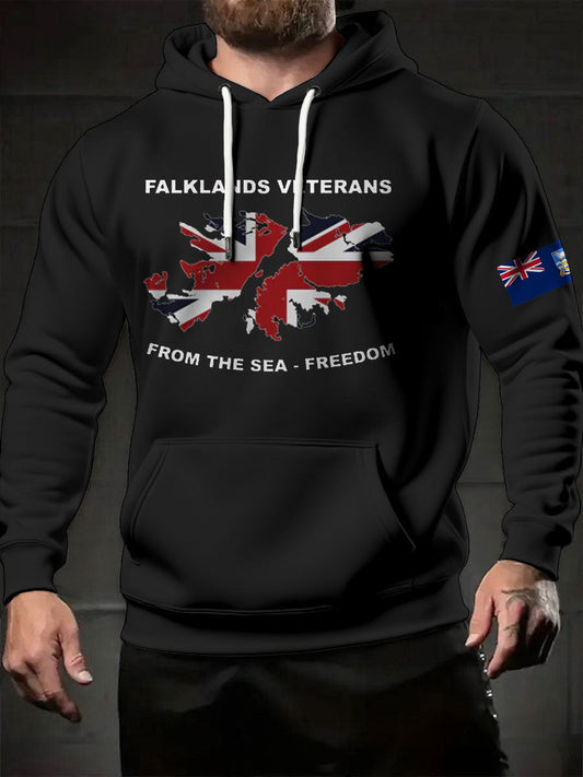 Men's Falklands War UK Flag Printed Hoodie