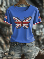 Women's UK Flag Butterfly Printed T-shirt