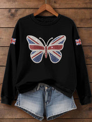 Women's UK Flag Butterfly Print Sweatshirt
