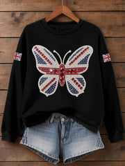 Women's UK Flag Butterfly Print Sweatshirt
