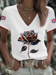 Women's UK Flag Art Printed T-shirt