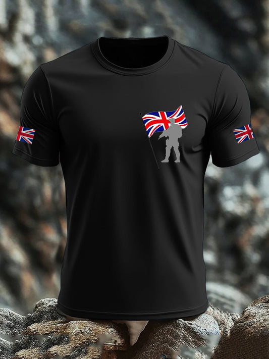 Men's British Veteran imitation cotton short-sleeved T-shirt