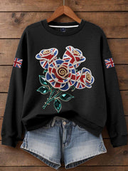 Women's British imitation diamond hot-drilling Print Sweatshirt