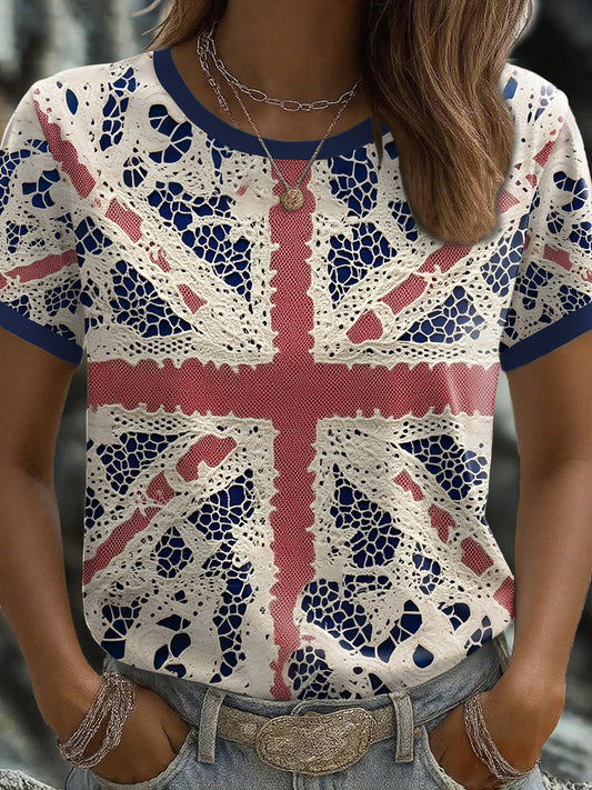 Women's UK Flag Art Printed T-shirt