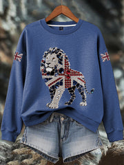 Women's British imitation diamond hot-drilling Print Sweatshirt