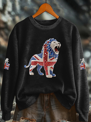 Women's British imitation diamond hot-drilling Printed Regular Sweatshirt