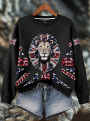 Women's British imitation diamond hot-drilling Print Sweatshirt