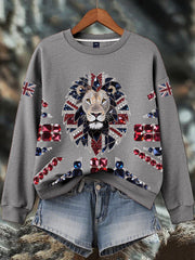 Women's British imitation diamond hot-drilling Print Sweatshirt