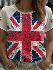 Women's UK Flag Art Printed T-shirt