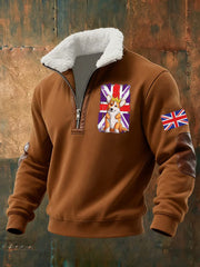 Men's Vintage England Flag Dog Printed Sweatshirt
