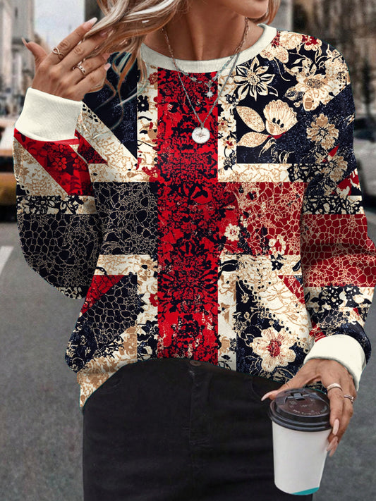 Women's UK Flag Art Printed Sweatshirt