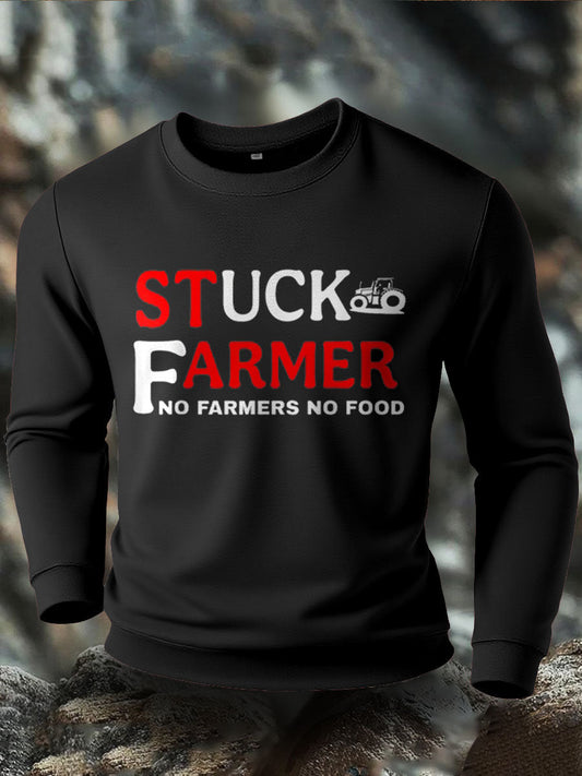 Men's Stuck Farmer Funny Printed Sweatshirt