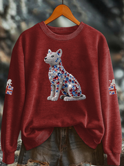 Women's British imitation diamond hot-drilling Printed Regular Sweatshirt