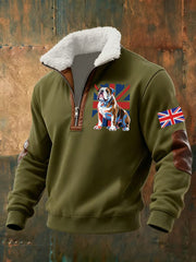 Men's Vintage England Flag Dog Printed Sweatshirt