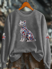 Women's British imitation diamond hot-drilling Printed Regular Sweatshirt
