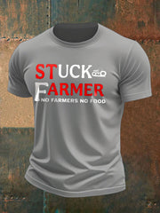 Men's Stuck Farmer Funny Printed T-shirt