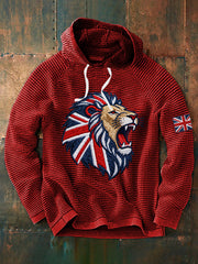 Men's English-style faux-embroidered waffle hoodie