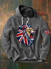 Men's English-style faux-embroidered waffle hoodie