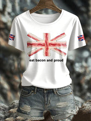 Women's Bacon UK Flag Printed T-Shirt