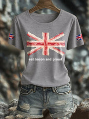 Women's Bacon UK Flag Printed T-Shirt