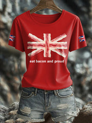 Women's Bacon UK Flag Printed T-Shirt