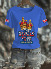 Women's Vintage England Flag The Royals Tour Printed T-shirt
