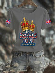 Women's Vintage England Flag The Royals Tour Printed T-shirt