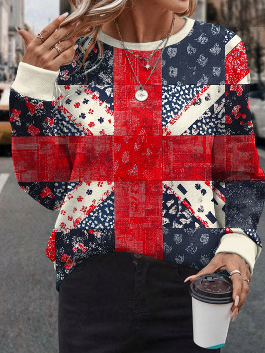 Women's UK Flag Floral Art Printed Sweatshirt